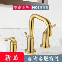 摩恩(MOEN)冷热面盆龙头洗手池三孔双把手洗脸盆水龙头商场同款16228P 欧式金色16228P