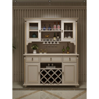 餐边柜实木美式酒柜一体白色储物柜现代简约橱柜高柜客厅柜子组合 餐边柜 单门