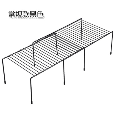 可伸缩铁艺厨房置物架橱柜碗碟架 厨具沥水收纳架家用调味品架子 常规款黑色