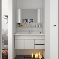 北欧卫生间 浴室柜洗手盆柜组合洗脸池台盆柜洗漱台简约镜柜