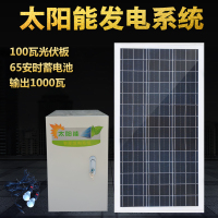 整套家用太阳能发电机系统1000W220V交流输出设备小型光伏板 光伏板100W电池65AH