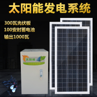 整套家用太阳能发电机系统1000W220V交流输出设备小型光伏板 光伏板300W电池100AH