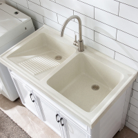 太空铝洗衣柜阳台洗衣盆防水洗衣落地浴室柜双盆洗衣池柜