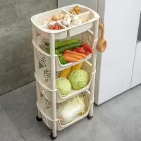 厨房置物架闪电客可推拉带滑轮落地多层水果蔬菜置物架储物菜筐篮子