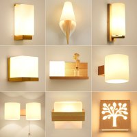 木质LED壁灯闪电客北欧原木客厅电视背景墙灯现代简约 卧室床头壁灯