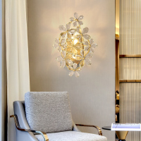 铜轻奢闪电客壁灯客厅水晶创意卧室床头灯美式现代免接线充电背景墙灯