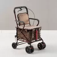 闪电客老人手推车可坐可推老年购物车买菜小拉车座椅折叠助步四轮代步车 08后背手刹