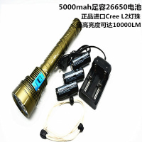 LED专业潜水手闪电客电筒 光9灯L2 远射水下26650充电防水 光