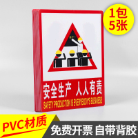 夜光安全出口墙贴指示牌消防通道疏散应急逃生标志牌子荧光包边禁止吸烟警示 T258(安全生产人人有责)5张 23x33cm