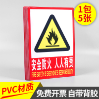 夜光安全出口墙贴指示牌消防通道疏散应急逃生标志牌子荧光包边禁止吸烟警示 T264(安全防火人人有责)5张 23x33cm