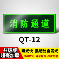 安全出口指示牌夜光地贴贴纸免接电应急紧急消防通道禁止吸烟标志警示标识墙贴疏散 QT-12(消防通道墙贴) 14x36cm