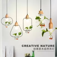 餐厅创意闪电客北欧灯具现代简约吧台店铺餐桌商用个性三头绿植物小吊灯