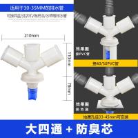 洗衣机排水管闪电客四通接头防溢水50PVC管道地漏防臭三通面盆下水五通 内插大四通+防臭芯全新升级