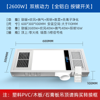 闪电客风暖浴霸排气扇照明一体浴室集成吊顶浴霸灯家用卫生间取暖器 升级款全铝机箱白按键开关