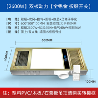 闪电客风暖浴霸排气扇照明一体浴室集成吊顶浴霸灯家用卫生间取暖器 升级款全铝机箱金按键开关