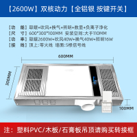 闪电客风暖浴霸排气扇照明一体浴室集成吊顶浴霸灯家用卫生间取暖器 升级款全铝机箱银按键开关