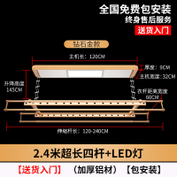 闪电客 电动晾衣架 阳台升降晒衣架 自动折叠晾衣杆 遥控智能挂衣架 941A2.4米杆LED灯-金色 大