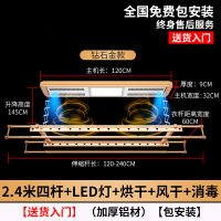 闪电客 电动晾衣架 阳台升降晒衣架 自动折叠晾衣杆 遥控智能挂衣架 941M2.4米杆+烘干风干消毒-金色 大