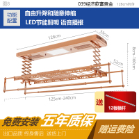 闪电客电动晾衣架遥控升降智能双杆四杆式伸缩家用自动阳台凉衣机 039-1标配款富贵金 大