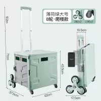 闪电客买菜车小拉车家用手推车爬楼梯拉杆车野餐网红超市折叠购物车 薄荷绿[可爬楼大号-8轮]