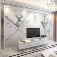 电视背景墙闪电客壁纸定制现代简约几何麋鹿影视墙壁画装饰客厅沙发壁布