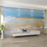 北欧手绘抽象海景艺术涂鸦闪电客壁纸客厅电视背景墙纸无缝定制壁画墙布
