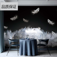 北欧电视背景墙壁纸现代简约闪电客墙纸卧室墙布客厅壁布3d黑白羽毛壁画