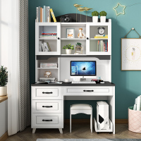 书桌书架组合家用闪电客学生卧室写字台办公桌简约现代台式电脑书柜一体