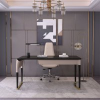 书房家具轻奢书桌闪电客柜烤漆简约现代写字台电脑桌椅套装组合家用