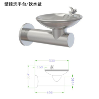 闪电客公共场所景区公园广场立式饮水台304不锈钢带ro过滤户外直饮水机 臂挂式饮水洗手盘