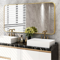 蜂贝(FENGBEI)铝合金浴室镜卫生间镜子贴墙家用简约自粘壁挂厕所洗手间化妆镜
