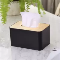 客厅卷纸筒厕纸盒便携式小巧白色可爱纸抽盒家居抽纸盒纸巾盒 中号长方形-橡胶木-格调黑   