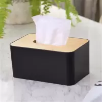 客厅卷纸筒厕纸盒便携式小巧白色可爱纸抽盒家居抽纸盒纸巾盒 大号长方形-橡胶木-格调黑   