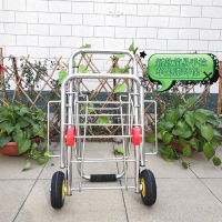折叠行李车家用不锈钢四轮手拉车便携购物买菜小拉车拉货车手推车 加大厚彩轮)不锈钢电镀粗杆大四
