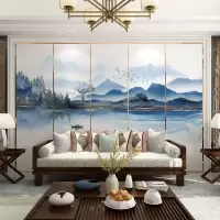 新中式抽象水墨墙纸壁画定制电视沙发书房背景墙山水壁纸无纺布