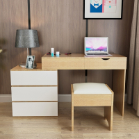 北欧现代简约梳妆台卧室色床头柜化妆镜多功能梳妆台一体组合