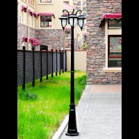 欧式户外庭院灯家用高杆灯草坪防水室外花园别墅新农村景观超亮灯 3.2米2头 古铜色(加厚杆)