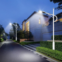 led路灯新农村户外小区路灯单双A字臂3456米路灯杆庭院灯 锥形杆自弯臂5米40W全套