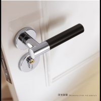 现代室内卧室门锁简约磁吸木门锁金色分体锁卫生间家用房门锁