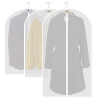 衣服防尘罩可水洗家用挂衣袋加厚西装套大衣磨砂防尘袋衣物收纳袋 无拉链款(底部开口) 5个装80*60cm(小号)