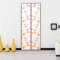 自粘型免打孔可调节磁性隔冷保温帘 磁性保温隔热防油烟帘 咖啡框+时尚方格(可调节尺寸) 90x240cm