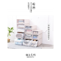闪电客加厚宿舍单层抽屉式自由组合柜子透明大号塑料收纳箱抽屉柜储物箱 透明白边 T1型17.5*27*10
