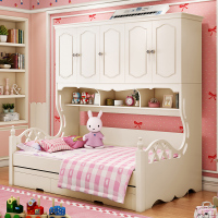 闪电客儿童床衣柜床组合床一体多功能小户型 男女孩公主床省空间单人床