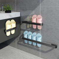 浴室拖鞋架壁挂免打孔墙壁挂式闪电客卫生间鞋子收纳厕所进置物架 (黑色)三人款-宽边