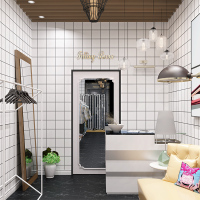 北欧ins风黑白格子网红壁纸服装店闪电客学生宿舍寝室装饰瓷砖方格墙纸