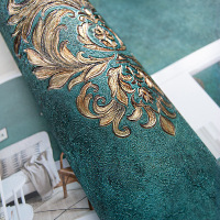 孔雀绿欧式蓝色卧室墙纸闪电客美式复古客厅电视背景墙壁纸家用