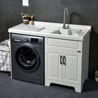 阳台洗衣柜组合全石材洗衣机闪电客一体柜切角定制洗衣池带搓板伴侣家用 100cm平盆单门(左右盆备注)