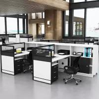 职员办公桌四人位简约现代公司办工作桌闪电客 屏风双人电脑办工桌椅组合