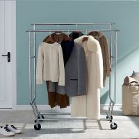 落地简易晾衣架室内阳台挂衣架闪电客家用双杆式晾衣杆晒被子伸缩展示架 单杆B大款+网格(折叠、伸缩、升降) 中