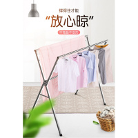 不锈钢晾衣架落地折叠室内伸缩双杆式闪电客晾衣阳台家用凉晒衣架 2.0米)奢华款不带加固杆 中